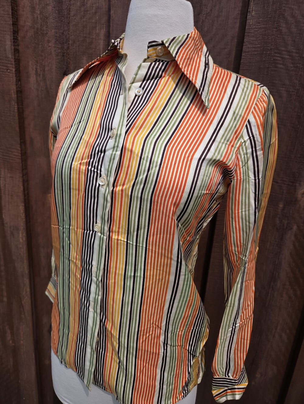 F15. Vintage 60s Striped Acetate Blouse Country Set